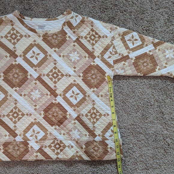 3/4 Sleeve Quilted Crew Neck Top | Land's End - Picture 3 of 6